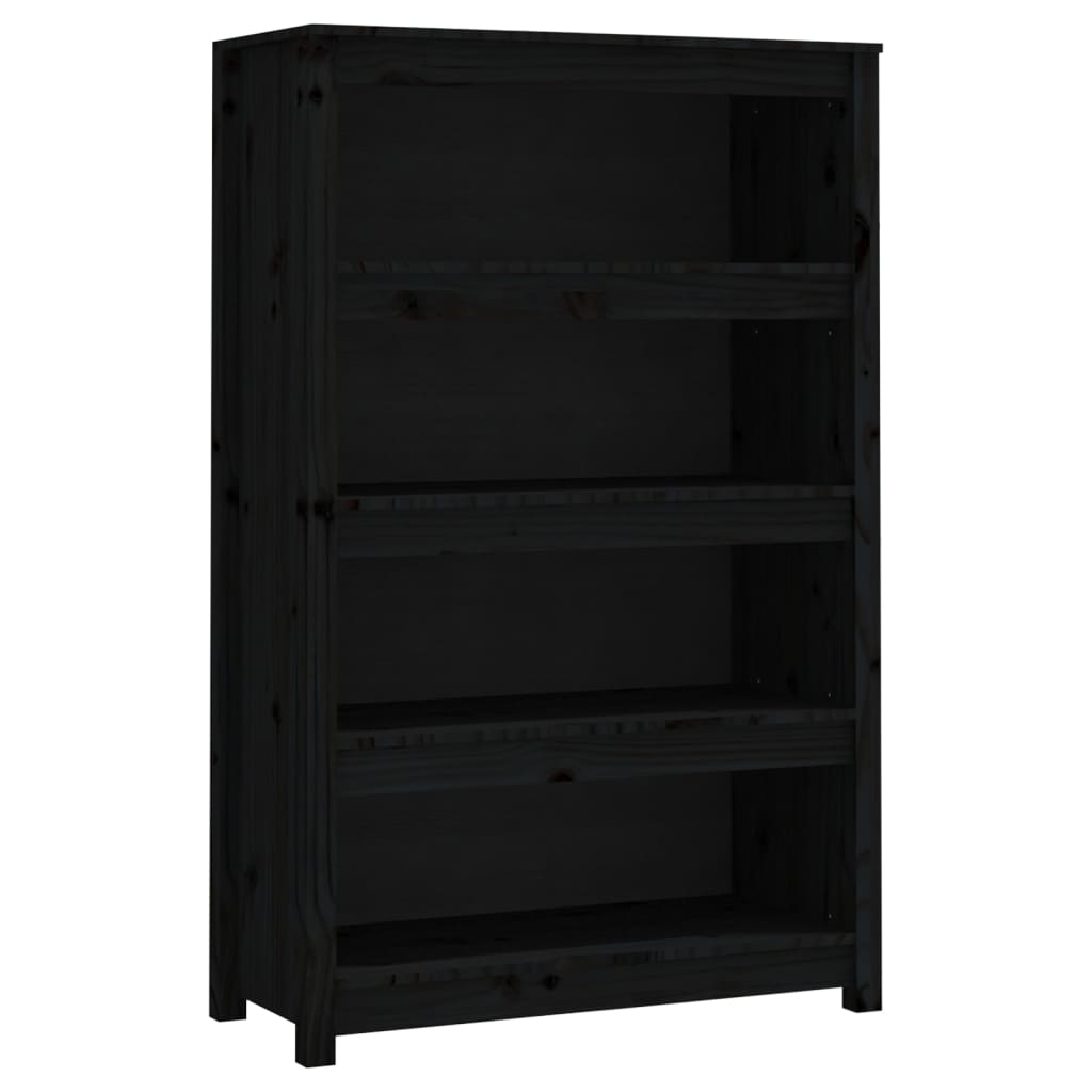 Book Cabinet Black 80x35x126 cm Solid Wood Pine
